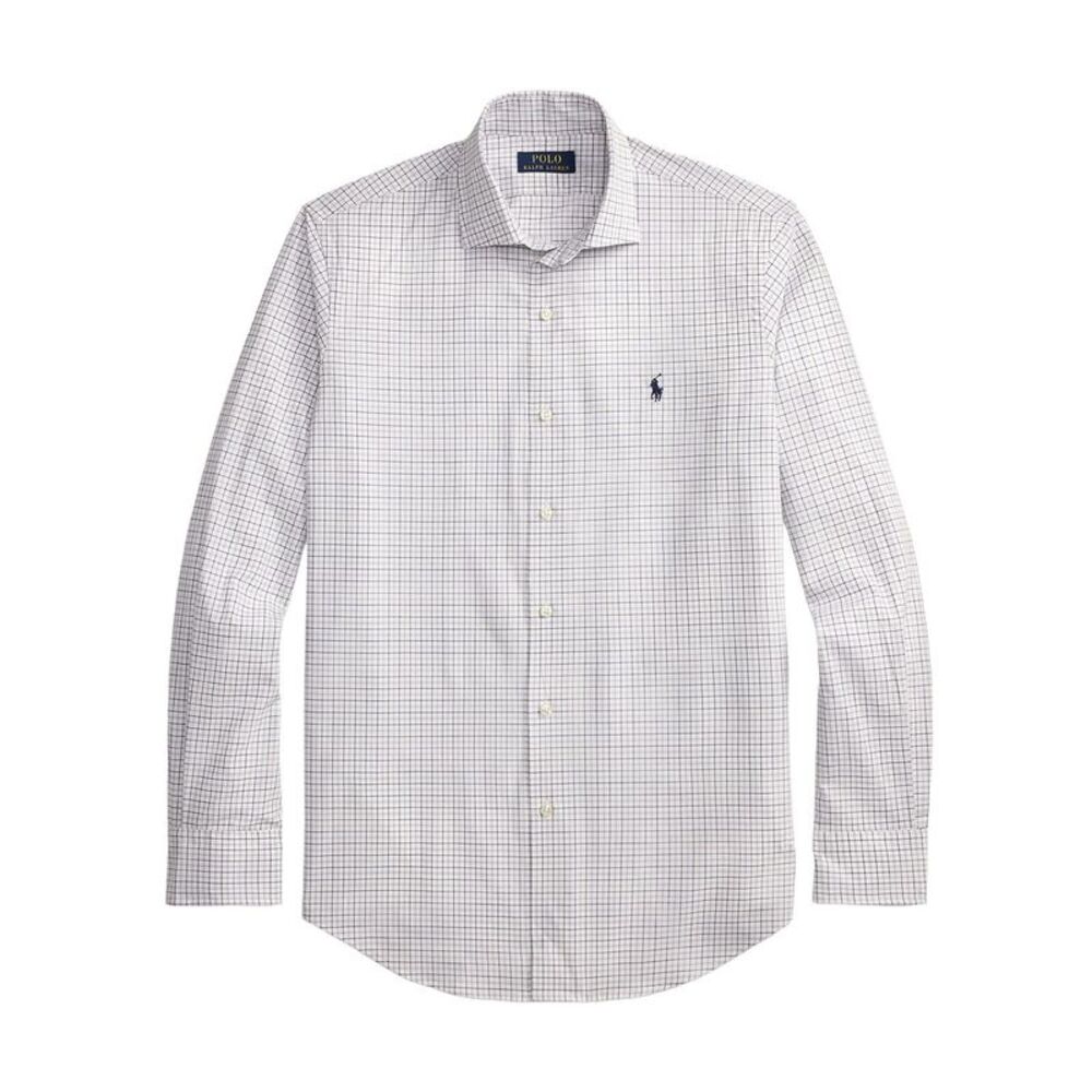 Polo Ralph Lauren Mens Slim Fit Plaid Stretch Poplin Shirt XXL White Lavender